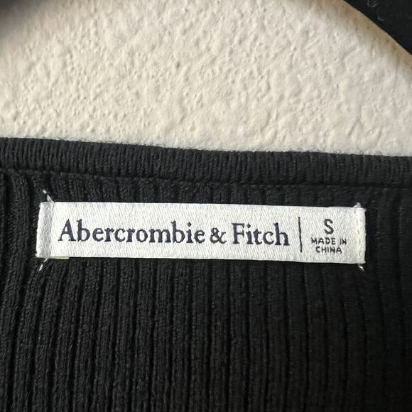 Abercrombie & Fitch Black Ribbed Scoop Neck Long Sleeve Top Size S - Picture 4 of 5